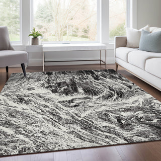 Piper Looms Mayfield Abstract AMF971 Black Machine Washable Area Rug Lifestyle Image Feature