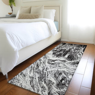Piper Looms Mayfield Abstract AMF971 Black Machine Washable Area Rug Runner Lifestyle Image Feature