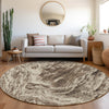 Piper Looms Mayfield Abstract AMF971 Brown Machine Washable Area Rug Round Lifestyle Image Feature