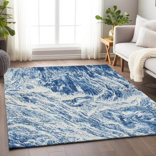 Piper Looms Mayfield Abstract AMF971 Navy Machine Washable Area Rug Lifestyle Image Feature