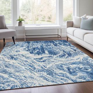 Piper Looms Mayfield Abstract AMF971 Navy Machine Washable Area Rug Lifestyle Image Feature