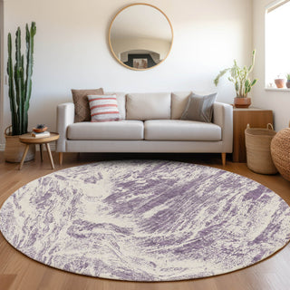 Piper Looms Mayfield Abstract AMF971 Purple Machine Washable Area Rug Round Lifestyle Image Feature