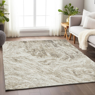 Piper Looms Mayfield Abstract AMF971 Taupe Machine Washable Area Rug Lifestyle Image Feature