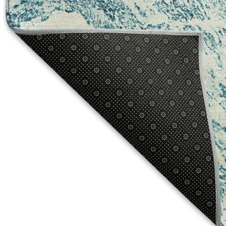 Piper Looms Mayfield Abstract AMF971 Teal Machine Washable Area Rug Backing Image