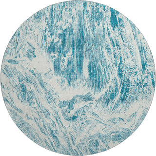 Piper Looms Mayfield Abstract AMF971 Teal Machine Washable Area Rug Round Main Image