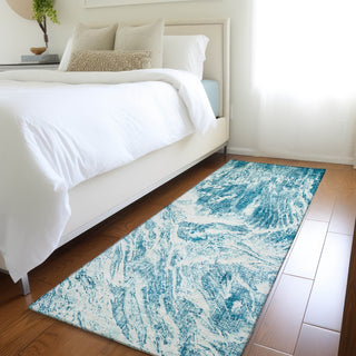 Piper Looms Mayfield Abstract AMF971 Teal Machine Washable Area Rug Runner Lifestyle Image Feature