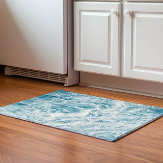 Piper Looms Mayfield Abstract AMF971 Teal Machine Washable Area Rug Scatter Lifestyle Image Feature