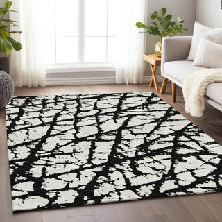 Piper Looms Mayfield Abstract AMF972 Black Machine Washable Area Rug Lifestyle Image Feature