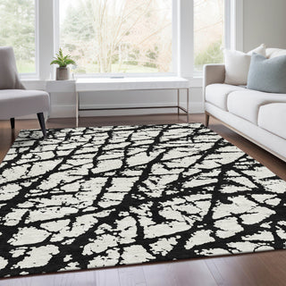 Piper Looms Mayfield Abstract AMF972 Black Machine Washable Area Rug Lifestyle Image Feature