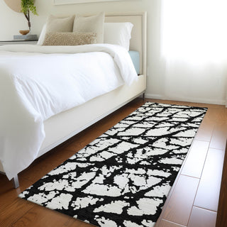 Piper Looms Mayfield Abstract AMF972 Black Machine Washable Area Rug Runner Lifestyle Image Feature