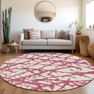 Piper Looms Mayfield Abstract AMF972 Blush Machine Washable Area Rug Round Lifestyle Image Feature