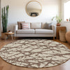 Piper Looms Mayfield Abstract AMF972 Brown Machine Washable Area Rug Round Lifestyle Image Feature