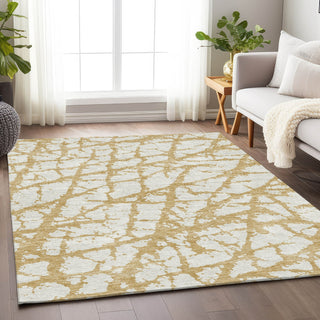 Piper Looms Mayfield Abstract AMF972 Gold Machine Washable Area Rug Lifestyle Image Feature