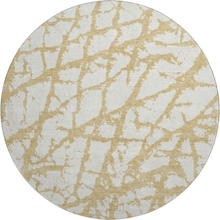 Piper Looms Mayfield Abstract AMF972 Gold Machine Washable Area Rug Round Main Image
