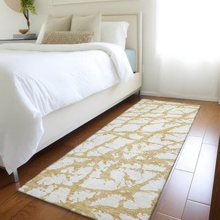 Piper Looms Mayfield Abstract AMF972 Gold Machine Washable Area Rug Runner Lifestyle Image Feature