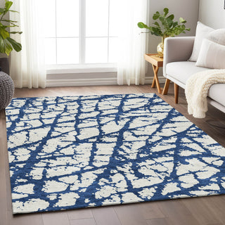 Piper Looms Mayfield Abstract AMF972 Navy Machine Washable Area Rug Lifestyle Image Feature