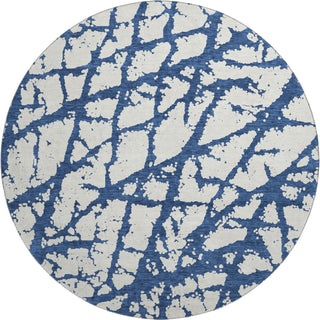 Piper Looms Mayfield Abstract AMF972 Navy Machine Washable Area Rug Round Main Image