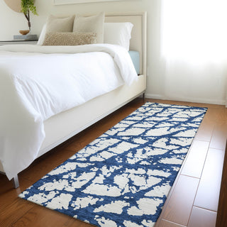 Piper Looms Mayfield Abstract AMF972 Navy Machine Washable Area Rug Runner Lifestyle Image Feature