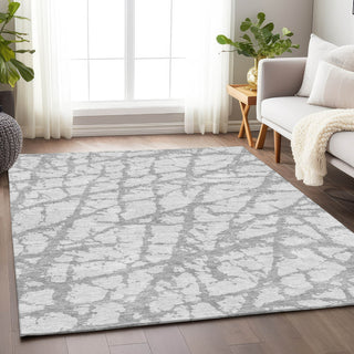 Piper Looms Mayfield Abstract AMF972 Silver Machine Washable Area Rug Lifestyle Image Feature