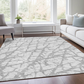 Piper Looms Mayfield Abstract AMF972 Silver Machine Washable Area Rug Lifestyle Image Feature