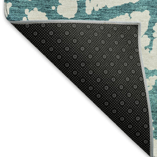 Piper Looms Mayfield Abstract AMF972 Teal Machine Washable Area Rug Backing Image