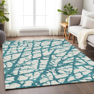 Piper Looms Mayfield Abstract AMF972 Teal Machine Washable Area Rug Lifestyle Image Feature