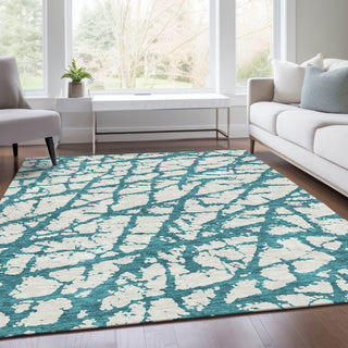 Piper Looms Mayfield Abstract AMF972 Teal Machine Washable Area Rug Lifestyle Image Feature