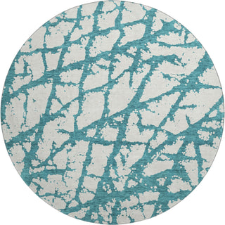 Piper Looms Mayfield Abstract AMF972 Teal Machine Washable Area Rug Round Main Image