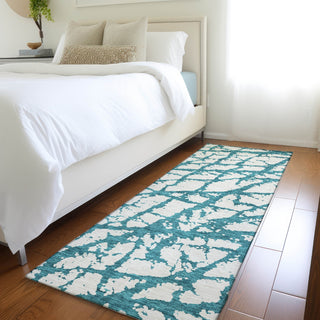 Piper Looms Mayfield Abstract AMF972 Teal Machine Washable Area Rug Runner Lifestyle Image Feature