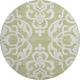 Piper Looms Mayfield Damask AMF973 Aloe Machine Washable Area Rug Round Main Image