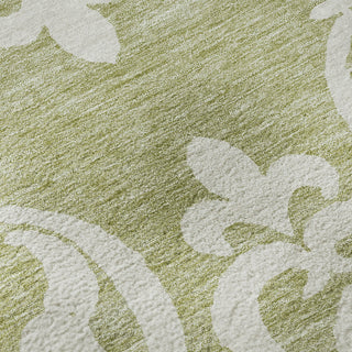 Piper Looms Mayfield Damask AMF973 Aloe Machine Washable Area Rug Swatch Image
