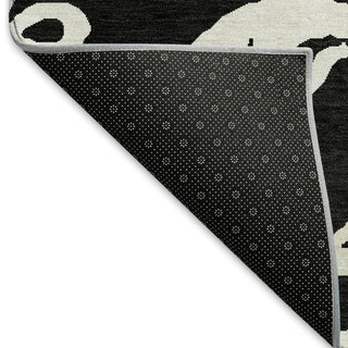 Piper Looms Mayfield Damask AMF973 Black Machine Washable Area Rug Backing Image