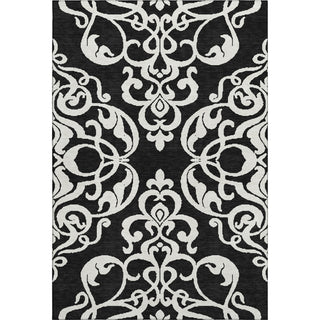 Piper Looms Mayfield Damask AMF973 Black Machine Washable Area Rug main image