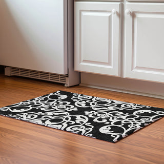 Piper Looms Mayfield Damask AMF973 Black Machine Washable Area Rug Scatter Lifestyle Image Feature