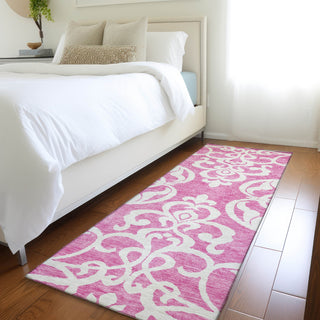 Piper Looms Mayfield Damask AMF973 Blush Machine Washable Area Rug Runner Lifestyle Image Feature