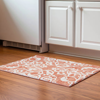 Piper Looms Mayfield Damask AMF973 Coral Machine Washable Area Rug Scatter Lifestyle Image Feature