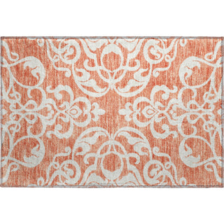 Piper Looms Mayfield Damask AMF973 Coral Machine Washable Area Rug Scatter Main Image
