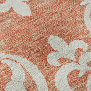 Piper Looms Mayfield Damask AMF973 Coral Machine Washable Area Rug Swatch Image