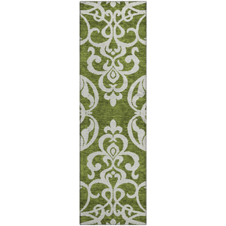 Piper Looms Mayfield Damask AMF973 Green Machine Washable Area Rug Runner Main Image