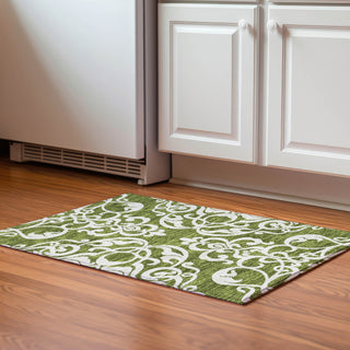 Piper Looms Mayfield Damask AMF973 Green Machine Washable Area Rug Scatter Lifestyle Image Feature