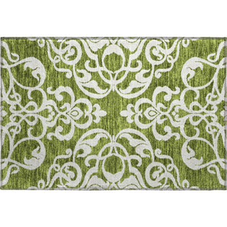 Piper Looms Mayfield Damask AMF973 Green Machine Washable Area Rug Scatter Main Image