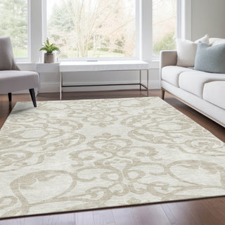 Piper Looms Mayfield Damask AMF973 Ivory Machine Washable Area Rug Lifestyle Image Feature