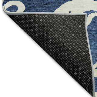Piper Looms Mayfield Damask AMF973 Navy Machine Washable Area Rug Backing Image