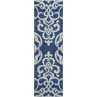 Piper Looms Mayfield Damask AMF973 Navy Machine Washable Area Rug Runner Main Image