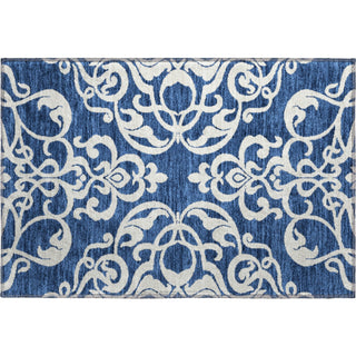 Piper Looms Mayfield Damask AMF973 Navy Machine Washable Area Rug Scatter Main Image