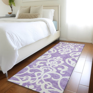 Piper Looms Mayfield Damask AMF973 Purple Machine Washable Area Rug Runner Lifestyle Image Feature