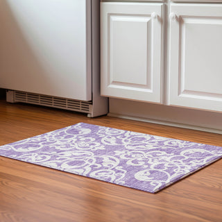 Piper Looms Mayfield Damask AMF973 Purple Machine Washable Area Rug Scatter Lifestyle Image Feature