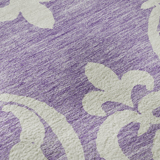 Piper Looms Mayfield Damask AMF973 Purple Machine Washable Area Rug Swatch Image