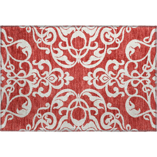 Piper Looms Mayfield Damask AMF973 Red Machine Washable Area Rug Scatter Main Image