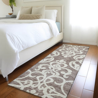 Piper Looms Mayfield Damask AMF973 Taupe Machine Washable Area Rug Runner Lifestyle Image Feature